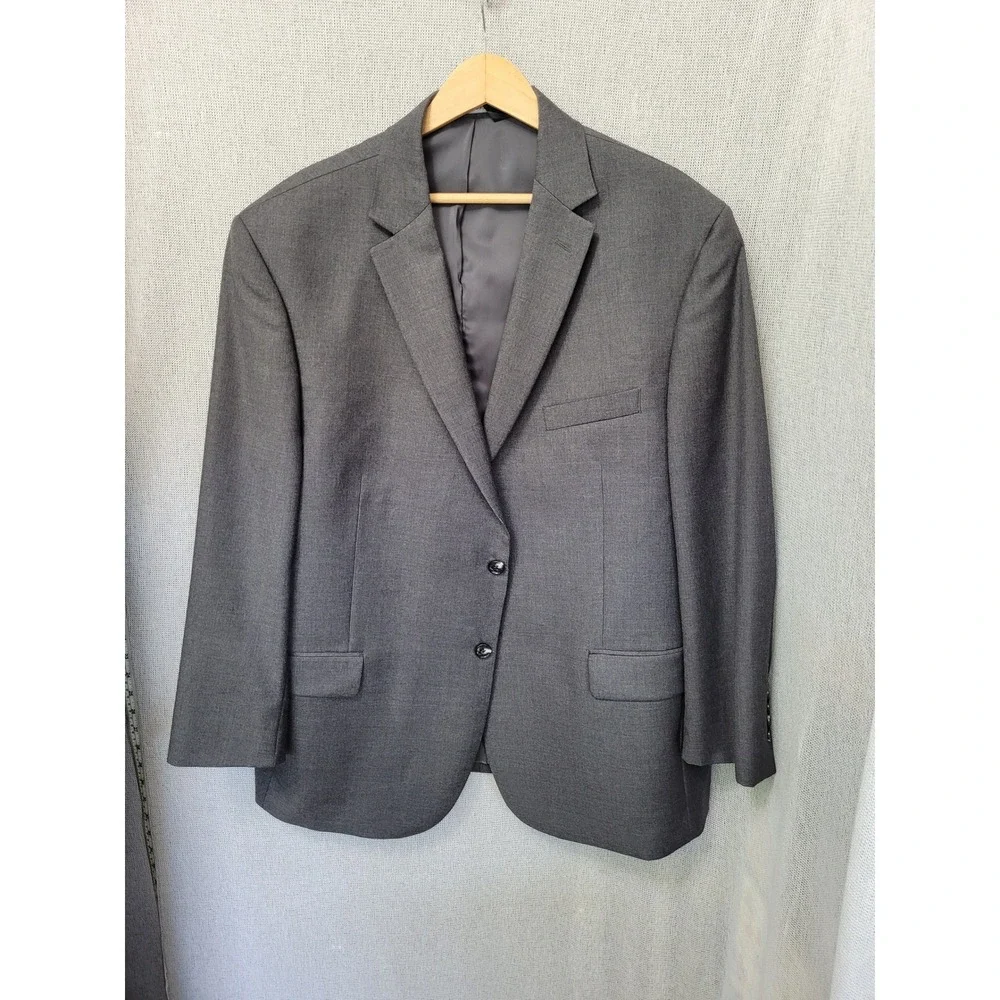 Jos. A. Bank Suit Mens 48R Wool Traveler Chelsea Gray Tailored Fit 2pc Business